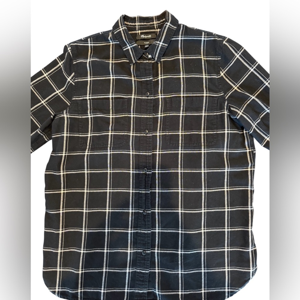Madewell Black and White Plaid Button Down Shirt - Picture 5 of 6